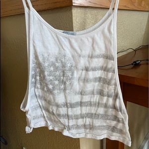 XS charlotte russe american flag tank/crop. no damage.